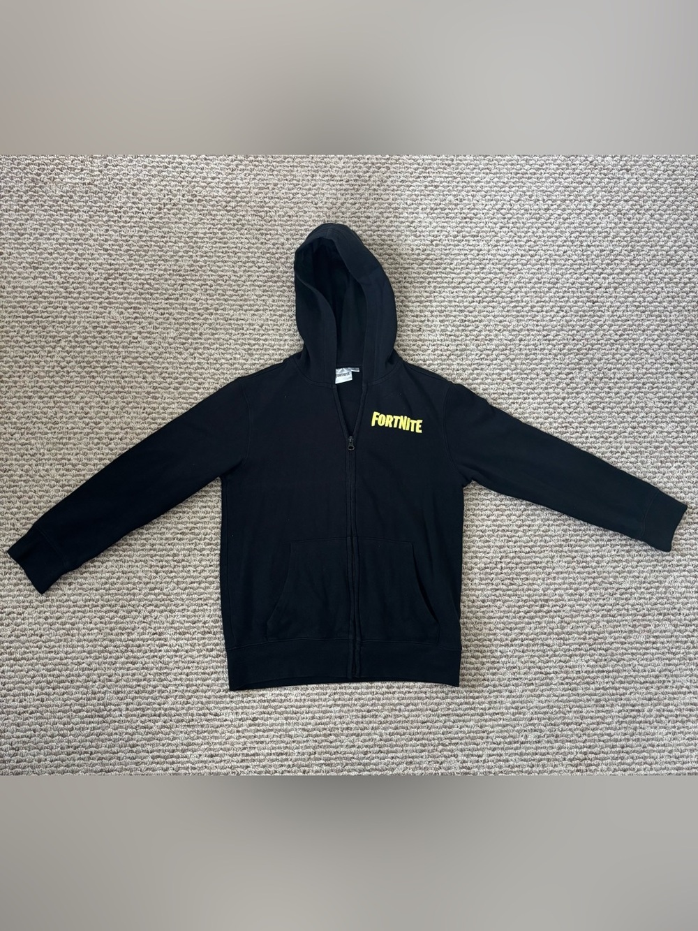 Black Fortnite Hoodie with Yellow Logo